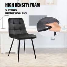 OYAJIA Set Of 4 Suede Kitchen Chairs With Metal Legs For Living Room Dining Room, Black - Black - View 8