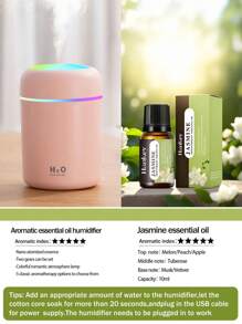 Umidificatore mini colorato, capacità 300ml, alimentazione USB, 3 colori opzionali, con nebbia fredda e luce atmosferica luminosa, 5 tipi di oli essenziali aromatici opzionali. Lo spray per aromaterapia è adatto per auto, camere da letto, soggiorni, scrivanie, umidificatori per auto di piccole dimensioni, regali per l'atmosfera della camera da letto, utilizzato per l'umidificazione quotidiana dell'aria, l'integrazione dell'acqua e la prevenzione dell'essiccamento