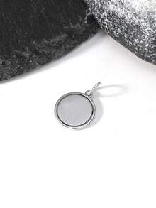 1pc Simple Unique 925 Sterling Silver Engravable Disc Charm DIY Pendant Women Fine Jewelry Gift - Silver - View 2