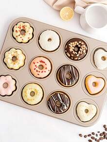 6pcs/9pcs/12pcs Non-Stick Donut Molds, Mini Cupcake Molds For Baking; Large 12-Cavity Non-Stick Hollow Donut Cake Cookie Baking Mold, Home Use