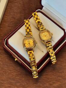 1 Reloj de mujer de alta gama, de estilo francés, sencillo y elegante, personalizado, con incrustaciones exquisitas de rhinestone, de corte elegante y retro, ligero y lujoso, versátil, resistente al agua, de cuarzo, adecuado para uso diario, de fiesta, vacaciones y como regalo de cumpleaños u ocasiones especiales.