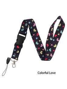 A Black Marble Lanyard, Made Of High-Quality Soft Fabric, With A Neck Strap And A Key Lanyard Strap. It Comes With A Quick Release Detachable Buckle, A Black Silky Marble Keychain, An ID Card Holder, And A Phone Bag Accessory - Multicolor - View 8