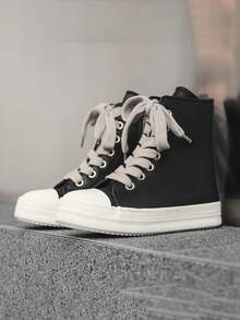 Owens Rick Shoes Outdoor Black Canvas High Top Quality Owens Men Shoe Jumbo Lace Women Sneaker Fashion Casual Owens Design Boots & Shoes - Black - View 4