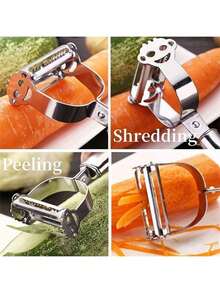 1pc Stainless Steel Vegetable Peeler - Multifunctional Fruit & Potato Grater, For Meals & Relaxation, Manual No Battery Kitchen Small Tool, Suitable For Dining Area - Silver - View 6