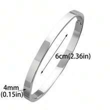 Brazalete de acero inoxidable con broche magnético en forma de elipse, diseño casual y elegante (apropiado para mujeres)