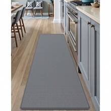 Alfombra de cocina acolchada y antiintrofatiga, alfombra de cocina, tapete de pie resistente al agua, alfombra de pasillo con espuma de memoria acolchada para estar de pie frente al lavabo y lavadero, color gris - Gris - Ver 1