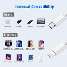Juego de cargador rápido de 33W con 2 puertos, adaptador de pared USB-C y cable de carga rápida de Tipo C a Lightning de 3.3Ft/100cm, compatible con iPhone 14 13 12 11 y Series, kit de adaptador de carga adecuado para viajes, oficina, dormitorio y hogar de múltiples puertos - Tipo de Enchufe A USA (110-127V) - Ver 6