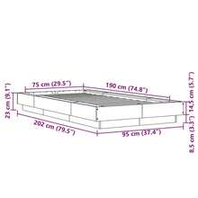 vidaXL Giroletto Grigio Sonoma 75x190 cm in Legno Multistrato - Grigio - Visualizzare 9