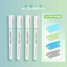 4 piezas Bolígrafos resaltadores con brillo - Marcadores de punta fina en colores pastel, aptos para dibujar, scrapbooking y útiles escolares, artículos de papelería Kawaii esenciales - Colores pastel - Excelente para estudiantes y amantes del arte - Regalo perfecto para volver a la escuela y personas creativas