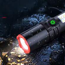 NetHong Super Bright 9000000Lumen 20W LED Torch USB Rechargeable Zoom Camping Flashlight - Black - View 3