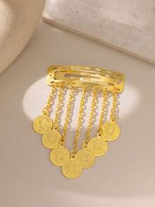 Herseygold 1pc Gold-Plated Girl/Women Arabian Fashion Headdress With Turkish Totem, Jewelry Accessory, Holiday Gift - Gold - View 3