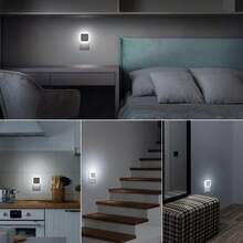 Smart 4pcs Night Lights - Plug-In With Dusk-To-Dawn Sensor - Automatically Turn On And Off For Bedroom, Bathroom, Hallway, Kitchen - trắng - Xem 9