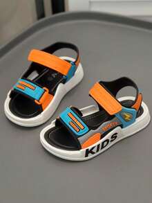 New Boys' Sports Sandals - Summer Eye-Catching Letter Print Style, Casual Flat Design, Suitable For Beach Or Daily Wear; Can Also Be Used As Girls' Water Shoes, Fashionable And Lightweight, Suitable For Autumn, Also Can Be Student Shoes - Orange - View 3