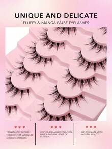 Asiteo 7对卡通风格自然纤长假睫毛，适合日常派对妆容、猫眼妆和仙女妆，打造迷人妆容