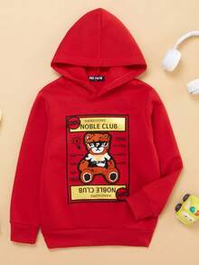 Sudadera Afelpada de Algodon para Adolescentes Ropa de Niño con Estampado Oso NOBLE CLUB para Niños 6 a 16 Años 110 a 160cm - Rojo - Ver 2