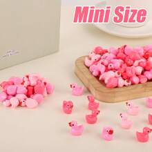 50pcs Mini Resin Pink Duck Figurines, Small Duckling Decorative Ornaments Toys, Suitable For Valentine's Day Gifts, Decoration, Toy Houses, Landscaping DIY Crafts & Pranks
