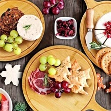 Plato de pizza de bambú con mango, tabla de pizza premium, bandeja de pizza natural/tabla de cortar de bambú, perfecta para pizza casera, cortar frutas y verduras, pan, queso y como bandeja de servir, accesorio de cocina y comedor con estilo, herramienta de cocina de repostería esencial