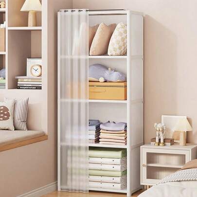 armario pequeño de 125 x 28 x 40 cm , Armario a prueba de polvo, almacenamiento del dormitorio del hogar, montaje sencillo, armario colgante, habitación de alquiler