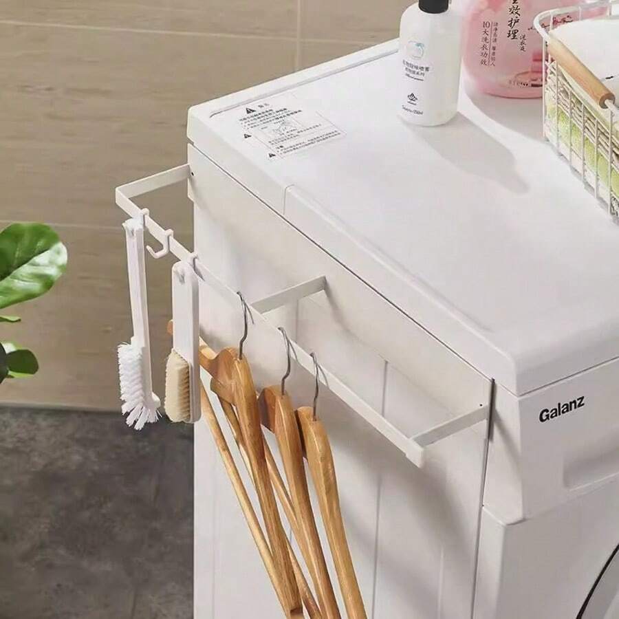 1pc Iron Hanging Storage Rack, Freestanding No-Drill Minimalist Magnetic Side Mount Organizer For Laundry Room - Multicolor - View 1