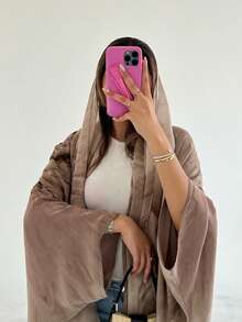 1 pieza Cárdigan tipo abaya elegante y casual, estampado, de tela ligera y transpirable, para uso diario y de fiesta, modesto kaftan - Óxido marrón - Ver 2