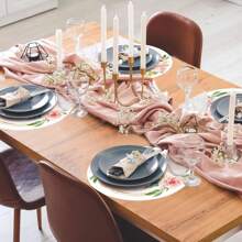 6pcs Table Flags/28*275cm + 36pcs Placemats/33cm, Table Flags & Placemats Set, Suitable For Various Party Decoration