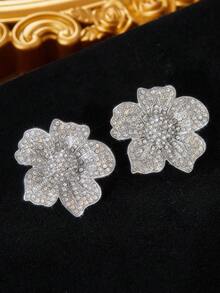 Ellevyn 1 对美观大花设计耳环，女士全闪亮冰晶 CZ 闪耀女式耳环婚礼珠宝 - 耳環 - 查看 5