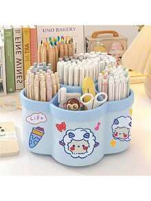 1 Phụ kiện để bàn dung tích lớn xoay 360° Giá đựng bút dễ thương Đồ dùng văn phòng phẩm Lưu trữ bút chì Đồ dùng học tập văn phòng - Nhiều màu - Xem 8