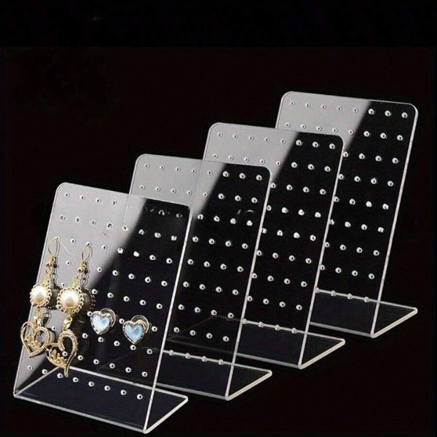 72 Holes Acrylic Earring Holder Organizer Earring Organizer 1/2/3pcs Clear Ear Studs Jewelry Storage Display Rack Showcase Earrings Display Stand Earring Storage For Retail Marketing Home Storage 4.57*3.15*1.77in Back To School