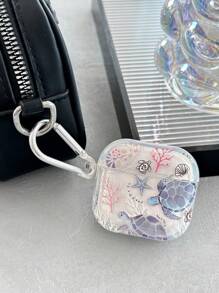 Turtle, Shell, Coral Earphone Case, Ocean Themed Transparent Earphone Case With 1 Earphone Case Buckle, Compatible With AirPods Pro (2nd Generation), AirPods 3, AirPods Pro, AirPods 1/2, AirPods 4
