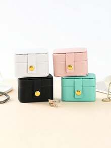 1pc Mini Portable Travel Minimalist Leather Jewelry Storage Box, Can Store Rings, Necklaces, Earrings, Ideal Gift For Holidays, Also Can Be Used As Jewelry Box, Storage Bag, Makeup Brush Holder, Perfume Organizer, Perfect Gift For Women, Christmas And Ladies