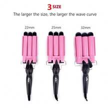 Rizador de pelo profesional de 3 barras de cerámica, herramienta de peinado ondulado, electrodoméstico para el peinado del cabello - Tipo de Enchufe A USA (110-127V) - Ver 6