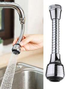 1 pieza Extensor de grifo giratorio 360° creativo - Cabezal de rociador a prueba de salpicaduras extendido, ¡actualización ahorradora de agua para la cocina! - Plateado - Ver 1