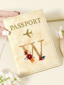 1pc A-Z 26 Letters Fashionable Letter Print Stylish Burgundy Passport Cover, Premium PU Leather Passport Wallet With Multi-Card Pockets For Credit Cards, Boarding Passes, And IDs, Compact And Portable Travel Essentials Organizer For Women, Men Graduation - Pink - View 140