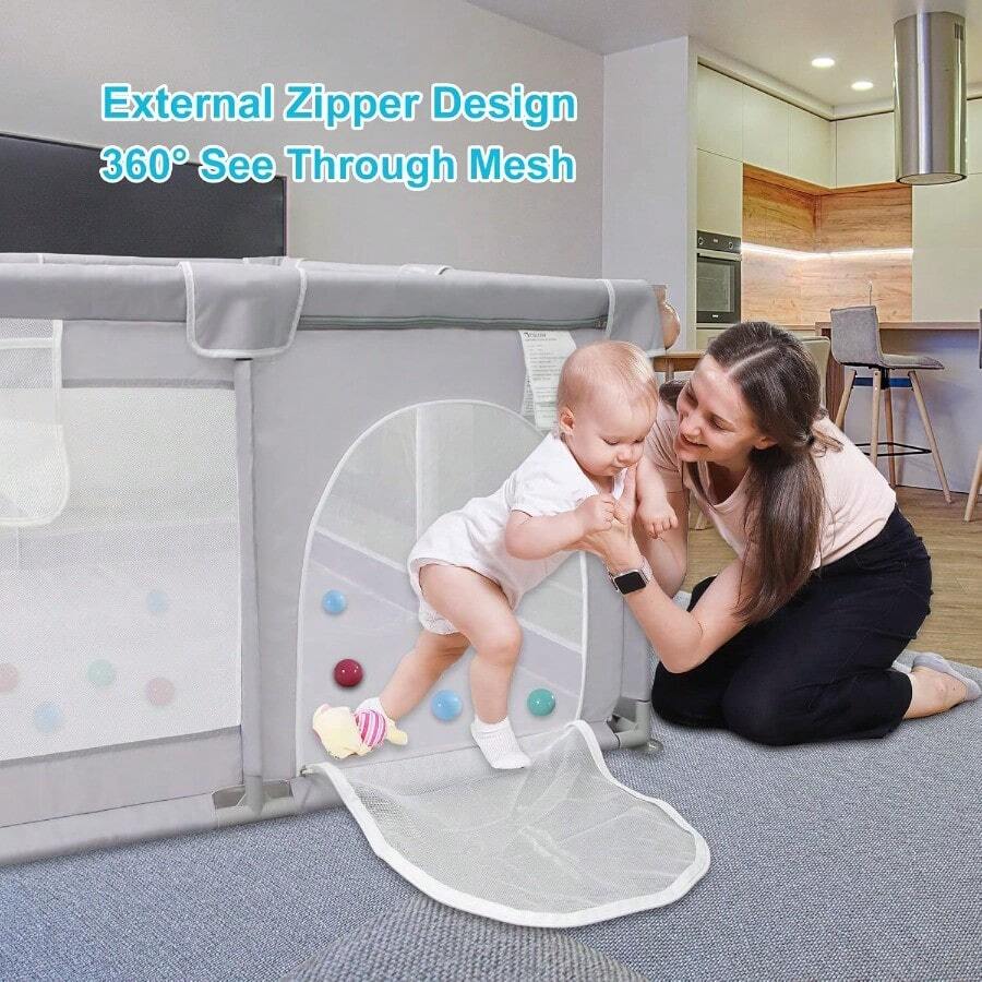 50*50 Inch Baby Playpen, Large Play Yard With Gate For Babies And Toddlers, Indoor & Outdoor Activity Center - default - View 1
