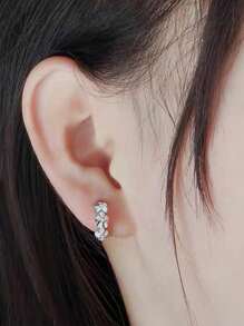 BALMORA A Pair Of Sterling 925 Silver Fashionable Elegant Cute Flower Ear Hoops Earrings For Women Daily Wearing Friendship Party Jewelry Gift