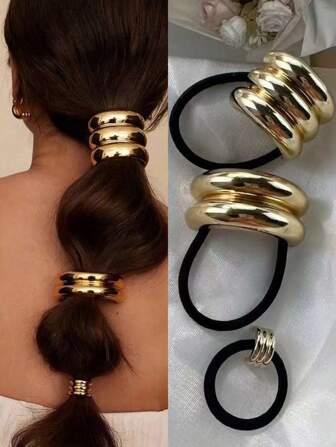 3pcs/Set Super Shiny Silver Ball High Elastic Rubber Band, Simple High-End Hair Tie New Korean Style Ponytail Hair Ring Headdress, Elegant High-End Prom Decoration Hair Tie, Ladies And Women Princess Style Casual Casual Hair Accessories, Gift Photo Props Hair Ties Ponytail Holders Hair Elastics Hair Rubber Bands Scrunchies Hair Rope