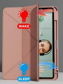 透明亚克力保护壳适用于 iPad Air 11 13 M2 2025 M3 支持多角度折叠 Y 形支架保护套兼容 A16 11th 2024 Air 5 Air 4 10.9 9th 8th 7th 10.2 5th 6th 9.7 10th Gen 2021 Pro 11 12.9 Mini6 7 带笔架，自动唤醒/睡眠 - 淺粉色 - 查看 4