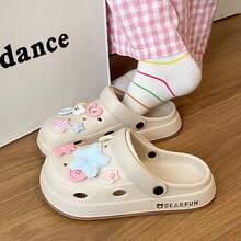 1 Pair Women's Star & Bear Design Fashion Casual Cute Cartoon Hollow Out Summer Slippers, Suitable For Party, Office And Home - Khaki - View 7