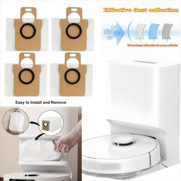 Dreame Dust Bags Compatible With Dreametch L20 Ultra L10 Ultra L10s Ultra X10 Plus X20 Pro S10 Pro Robot Vacuum, Self-Emptying Base Vacuum Bags Replacement Accessory Parts
