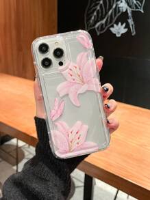 1 szt. Ins Style Przezroczysty kremowy kolor Ochronny futerał na telefon z smyczą/paskiem na nadgarstek Kompatybilny Z Apple