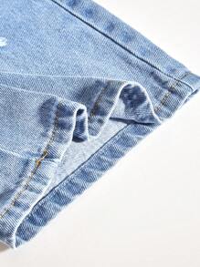 Tween Boys Distressed Pocket Casual Denim Shorts, Suitable For Summer