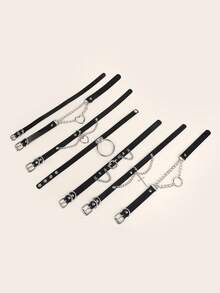 1pc Women's Double Chain Heart Pendant, Pin Buckle Double Ring Choker, Round Ring + Chain Spike, Chain Heart Pendant, Chain Cross Pendant, Large Round Ring Pendant, Double Chain Round Ring Pendant, Pin Buckle Double Ring Choker, Boho Fashion Punk Adjustable Collar Choker