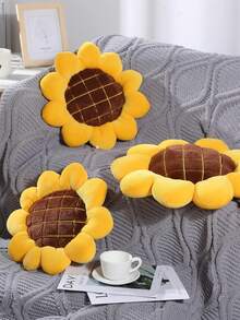 وسادة عباد الشمس لديكور غرفة المعيشة الأريكة، وسادة كرسي مسند الرأس السرير، وسادة ستائر نافذة البركة منسوجة من الفراء لديكور غرفة النوم، عيد الصيف - أصفر - مشاهدة 3