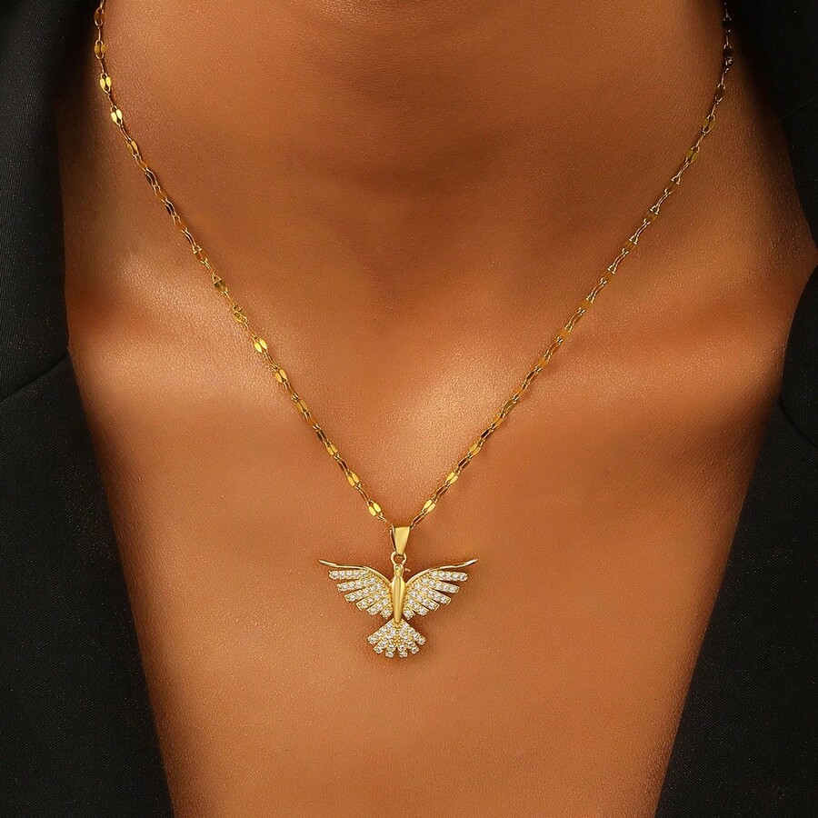 New Luxury Phoenix Wings Rhinestone Inlaid Necklace, Women Clavicle Chain Jewelry, Factory In-Stock - Multicolor - View 1
