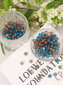 100 件 8 毫米/10 毫米裂纹玻璃珠 - 水晶冰玻璃隔珠，用于 DIY 珠宝制作（项链/手链/耳环工艺用品