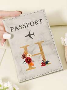 1pc A-Z 26 Letters Fashionable Letter Print Stylish Burgundy Passport Cover, Premium PU Leather Passport Wallet With Multi-Card Pockets For Credit Cards, Boarding Passes, And IDs, Compact And Portable Travel Essentials Organizer For Women, Men Graduation - Pink - View 64