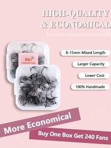 500PCS,240PCS Promade Fans 20D D Curl Single & MIX Length Tray -8-15mm Curl D - Premade Lash Fans For Eyelash Extensions Fluffy Volume Lashes Handmade Promades Eyelash Fans Loose Pre Made Fans Lash Extensions - D - View 5