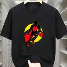 Men's T-Shirt, Striped, Short Sleeve, Printed, 30.1 Cotton Mesh