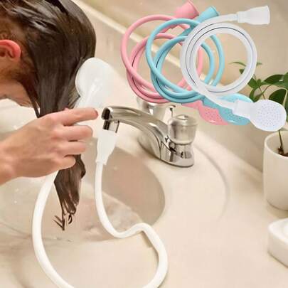 1 pieza Extensión multifuncional de grifo con ducha, de 131 cm de largo, adaptador fácil de usar para lavado de cabello, rociador de ducha para baño, conexión rápida sencilla para baño de mascotas