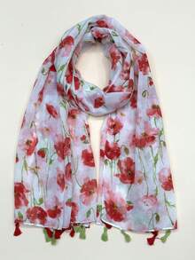 Women's Simple Printed Scarf, Fashionable New Scarf, Spring/Summer Sunscreen Beach Shawl, Linen Feel Shawl For Women - Multicolor - View 9